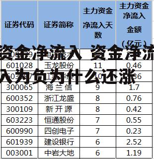 资金净流入 资金净流入为负为什么还涨