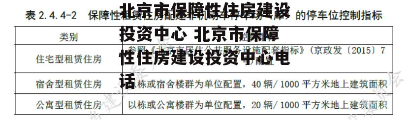 北京市保障性住房建设投资中心 北京市保障性住房建设投资中心电话