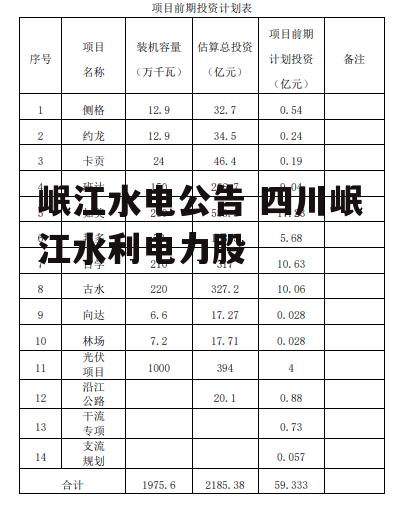 岷江水电公告 四川岷江水利电力股