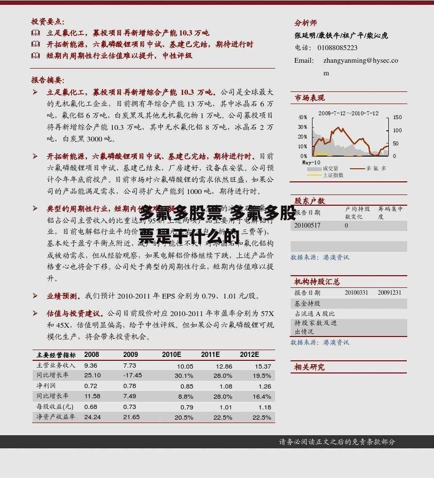 多氟多股票 多氟多股票是干什么的