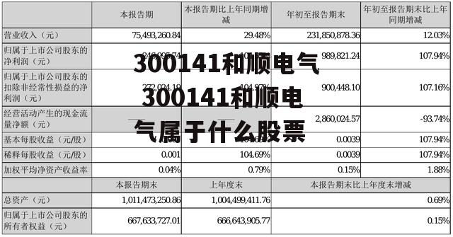 300141和顺电气 300141和顺电气属于什么股票