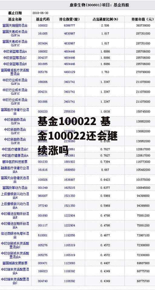 基金100022 基金100022还会继续涨吗