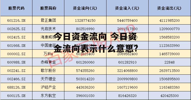 今日资金流向 今日资金流向表示什么意思?