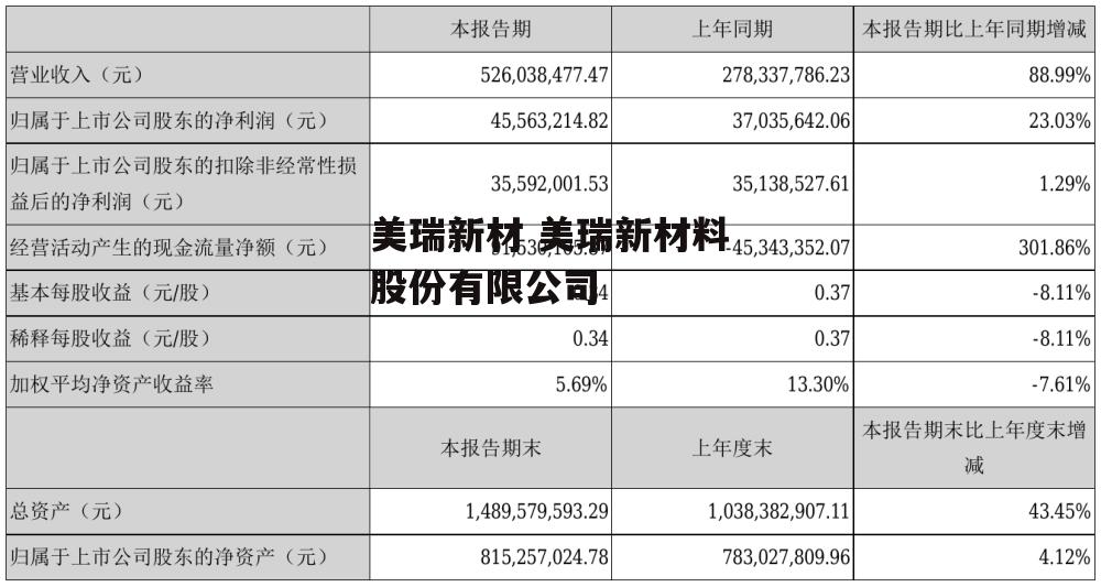 美瑞新材 美瑞新材料股份有限公司