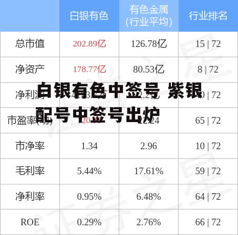 白银有色中签号 紫银配号中签号出炉