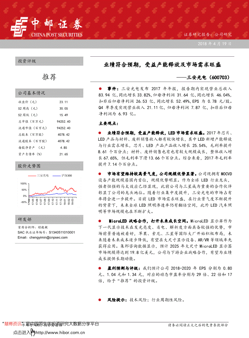 三安光电600703 三安光电600703股票分析