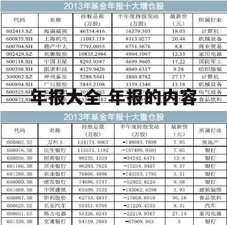 年报大全 年报的内容