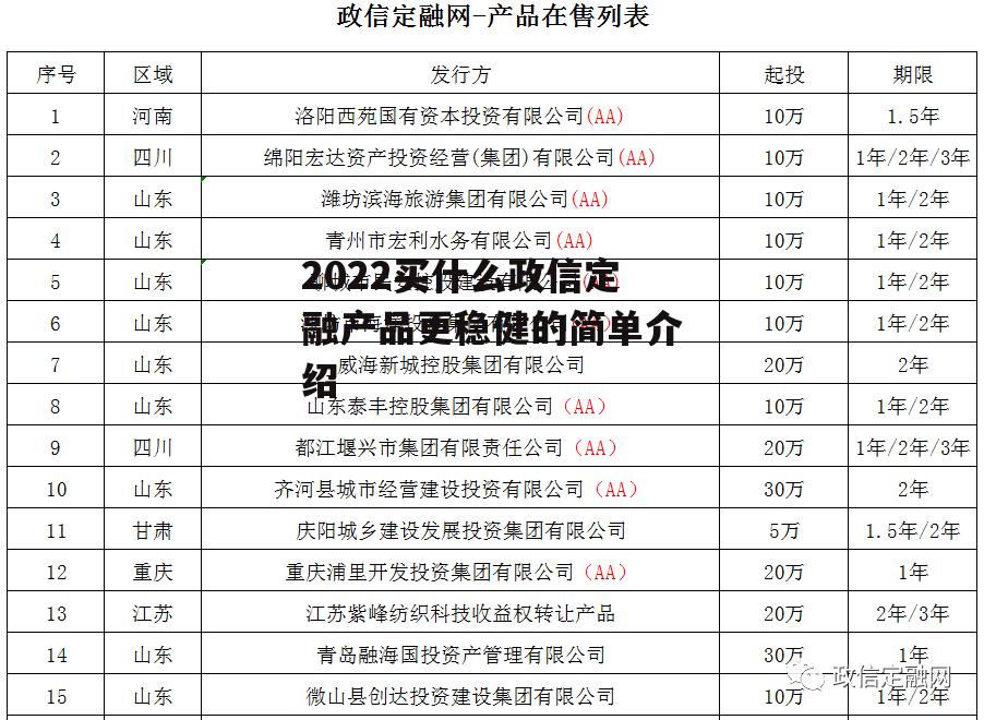 2022买什么政信定融产品更稳健的简单介绍