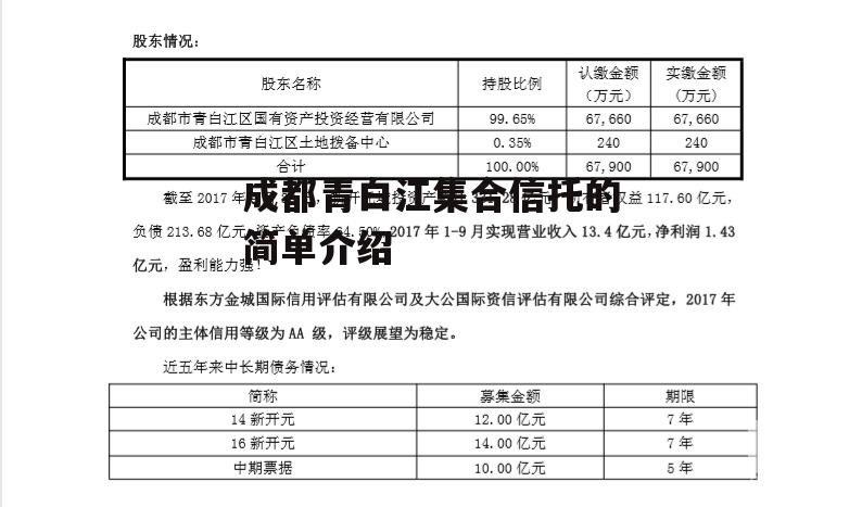 成都青白江集合信托的简单介绍