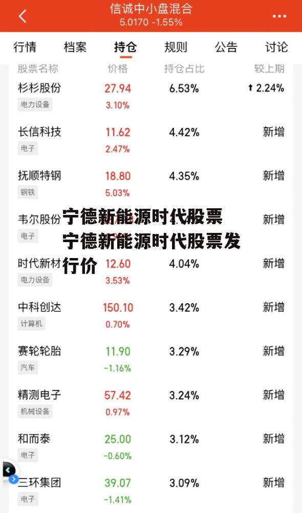 宁德新能源时代股票 宁德新能源时代股票发行价