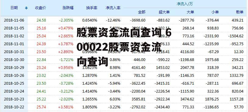 股票资金流向查询 600022股票资金流向查询