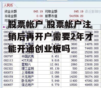 股票帐户 股票帐户注销后再开户需要2年才能开通创业板吗