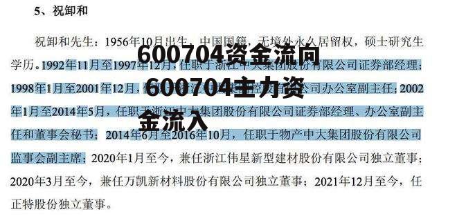 600704资金流向 600704主力资金流入