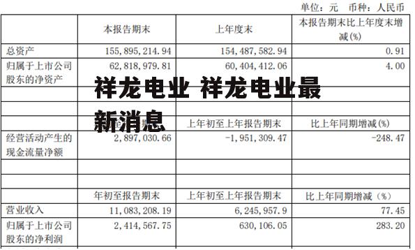 祥龙电业 祥龙电业最新消息