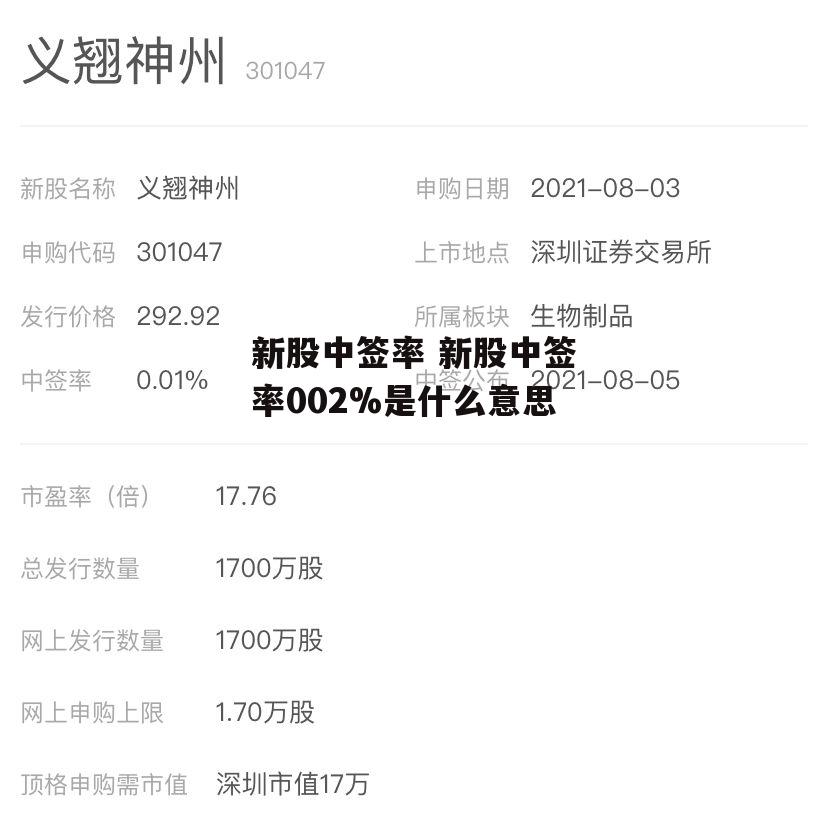 新股中签率 新股中签率002%是什么意思