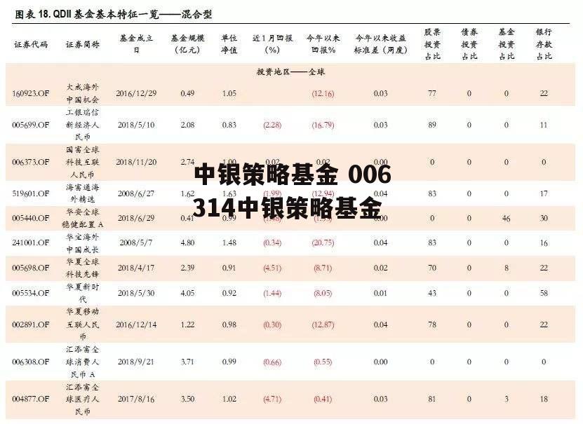 中银策略基金 006314中银策略基金