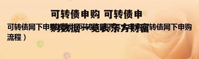 可转债申购 可转债申购数据一览表东方财富