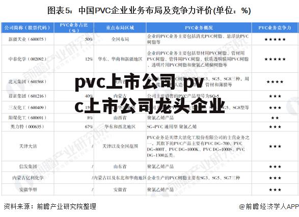 pvc上市公司 pvc上市公司龙头企业