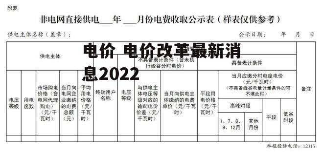 电价 电价改革最新消息2022