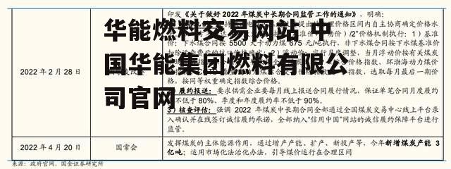 华能燃料交易网站 中国华能集团燃料有限公司官网