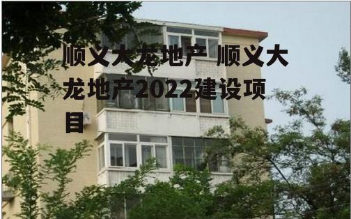 顺义大龙地产 顺义大龙地产2022建设项目