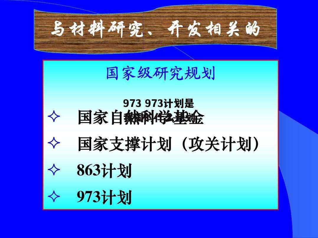 973 973计划是我国的什么计划