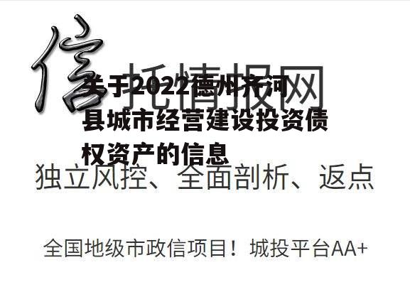 关于2022德州齐河县城市经营建设投资债权资产的信息