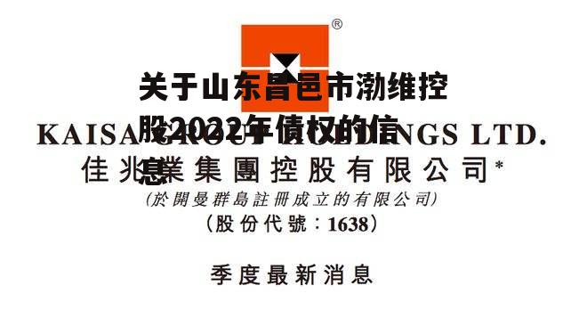 关于山东昌邑市渤维控股2022年债权的信息