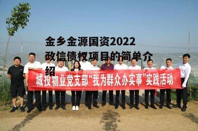 金乡金源国资2022政信债权项目的简单介绍