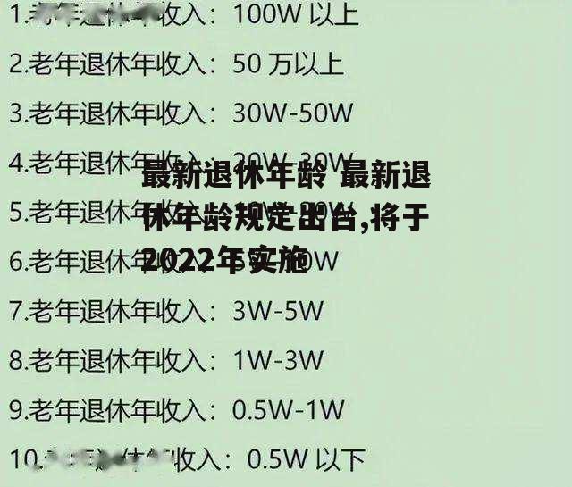 最新退休年龄 最新退休年龄规定出台,将于2022年实施