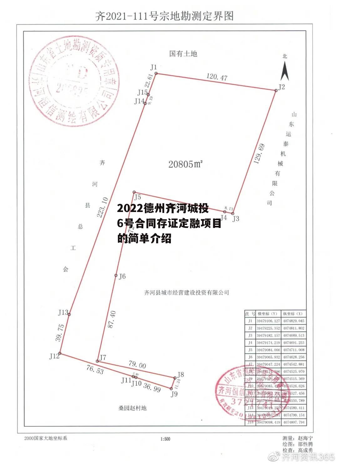 2022德州齐河城投6号合同存证定融项目的简单介绍