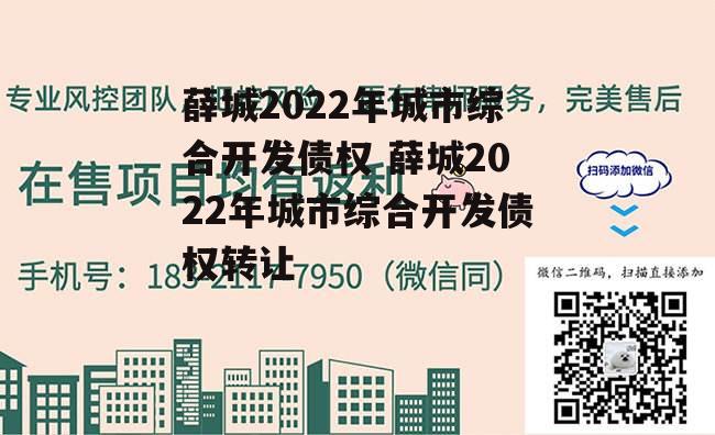 薛城2022年城市综合开发债权 薛城2022年城市综合开发债权转让