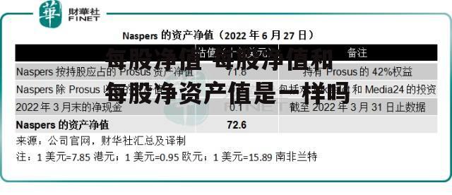 每股净值 每股净值和每股净资产值是一样吗