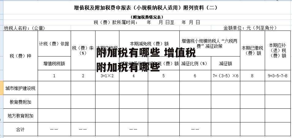 附加税有哪些 增值税附加税有哪些