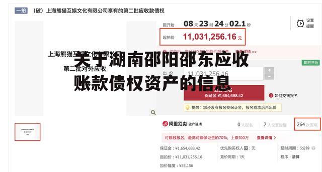 关于湖南邵阳邵东应收账款债权资产的信息