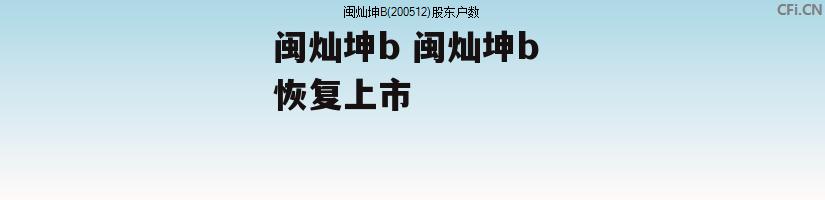 闽灿坤b 闽灿坤b 恢复上市