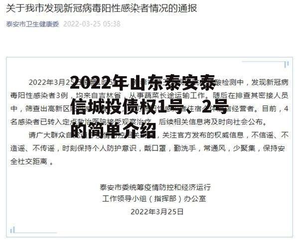 2022年山东泰安泰信城投债权1号、2号的简单介绍