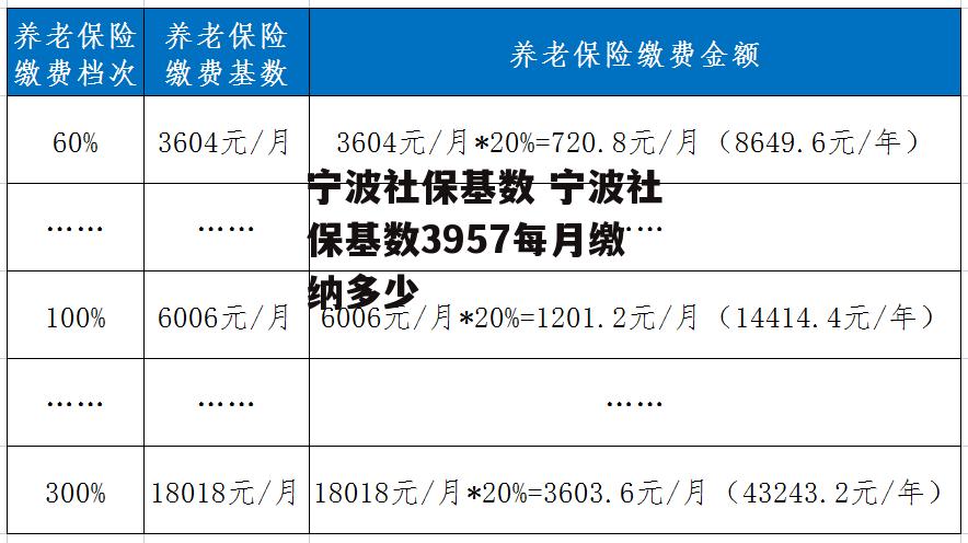 宁波社保基数 宁波社保基数3957每月缴纳多少