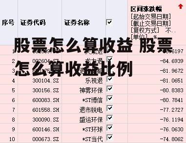 股票怎么算收益 股票怎么算收益比例