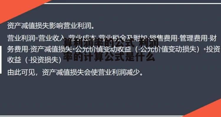 算利润率的公式 利润率的计算公式是什么