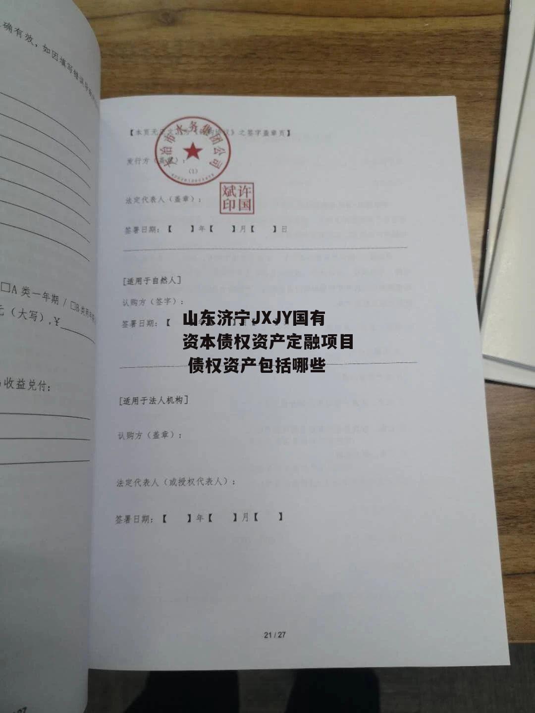 山东济宁JXJY国有资本债权资产定融项目 债权资产包括哪些