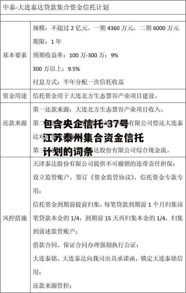 包含央企信托-37号江苏泰州集合资金信托计划的词条