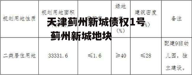 天津蓟州新城债权1号 蓟州新城地块