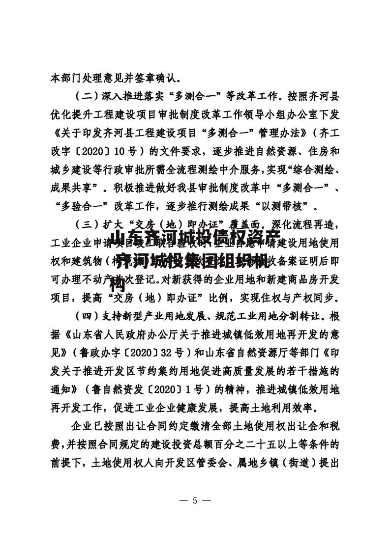 山东齐河城投债权资产 齐河城投集团组织机构