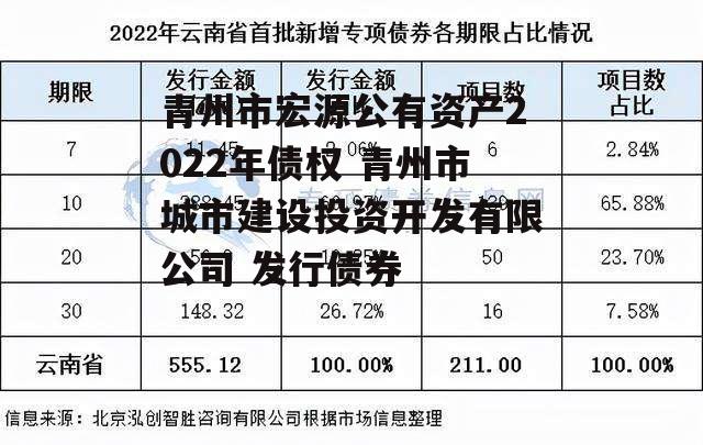 青州市宏源公有资产2022年债权 青州市城市建设投资开发有限公司 发行债券