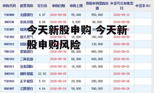 今天新股申购 今天新股申购风险