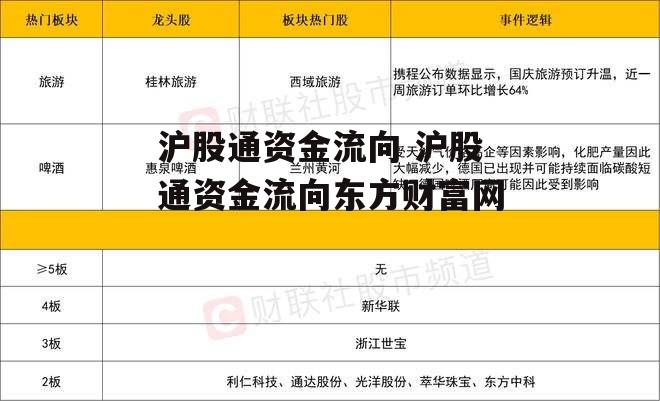 沪股通资金流向 沪股通资金流向东方财富网