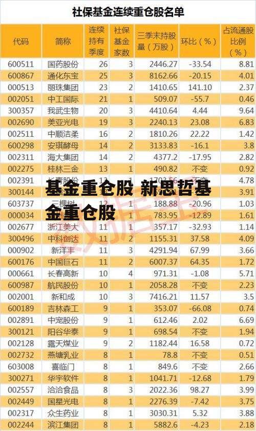 基金重仓股 新思哲基金重仓股