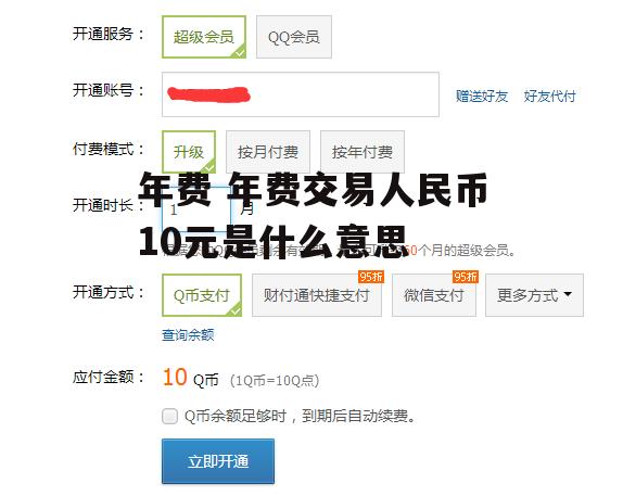 年费 年费交易人民币10元是什么意思