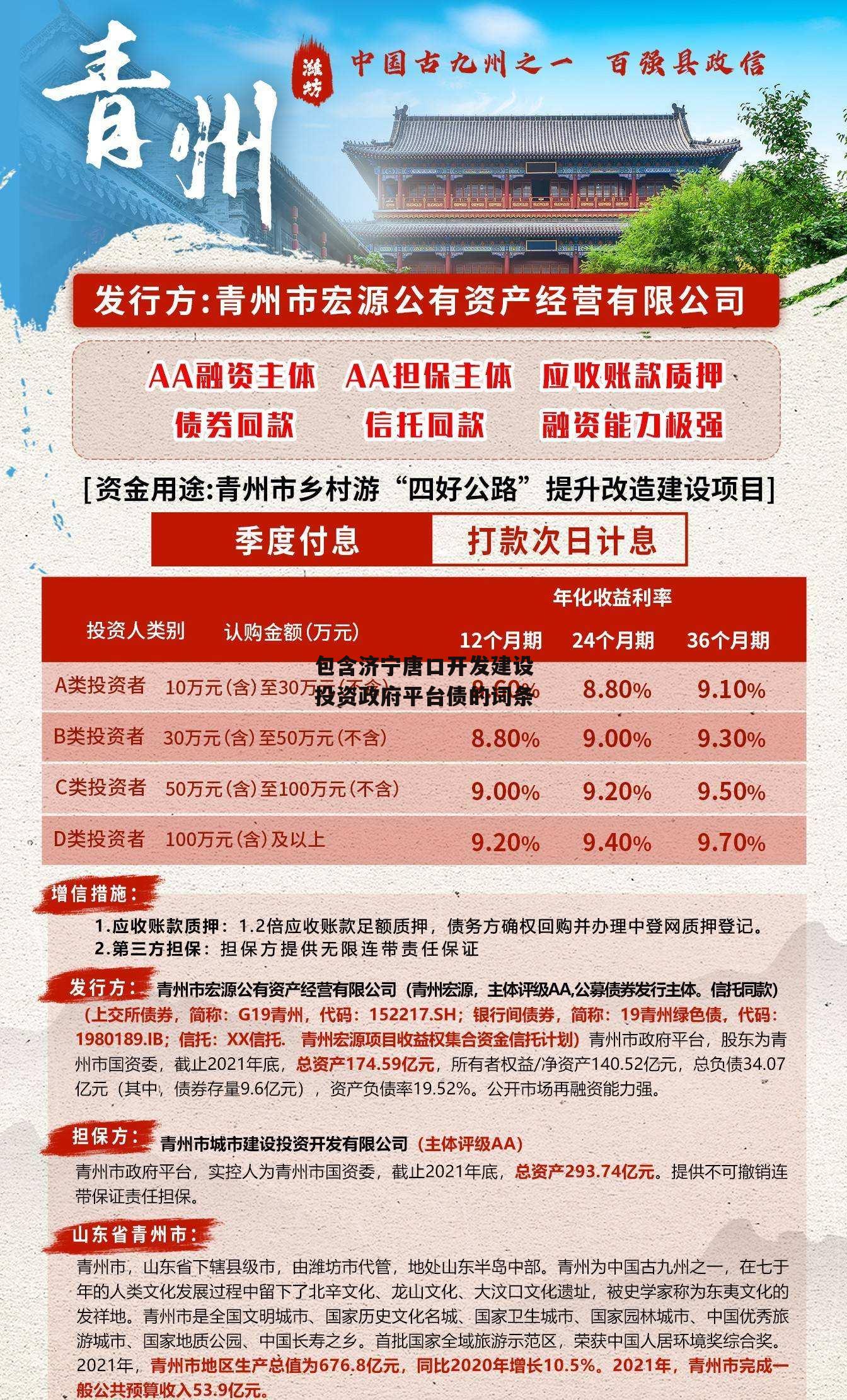 包含济宁唐口开发建设投资政府平台债的词条